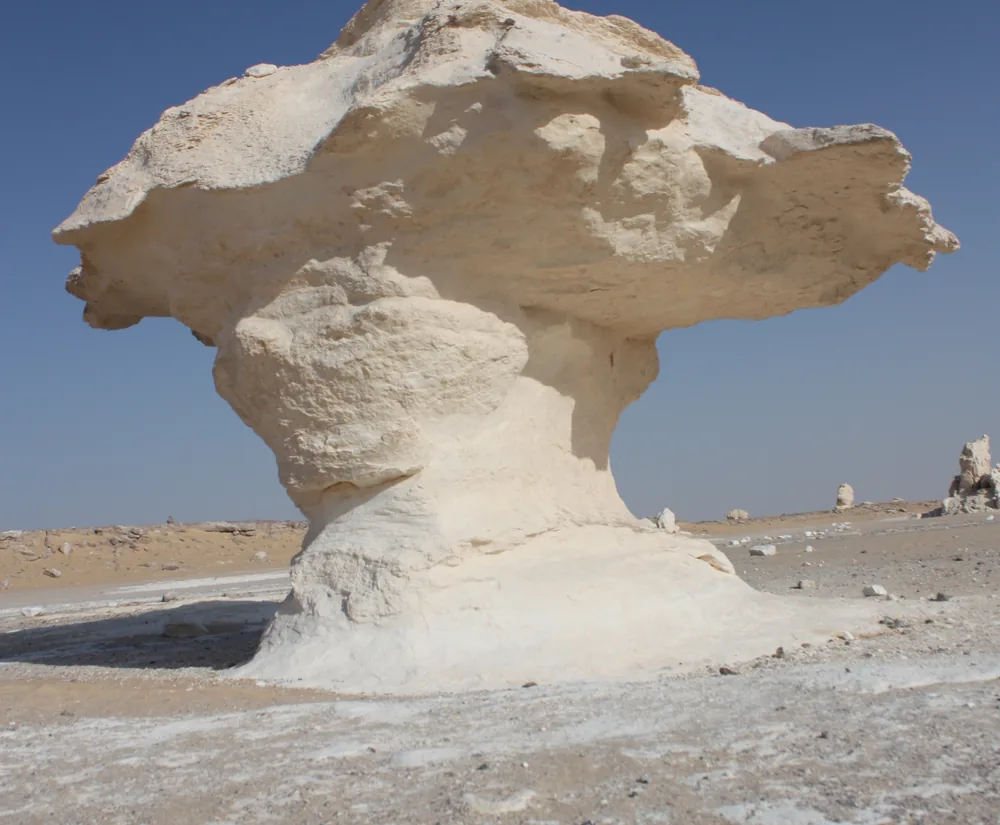 The mushroom shaped chalk rock, one of the best known formations of the White Desert